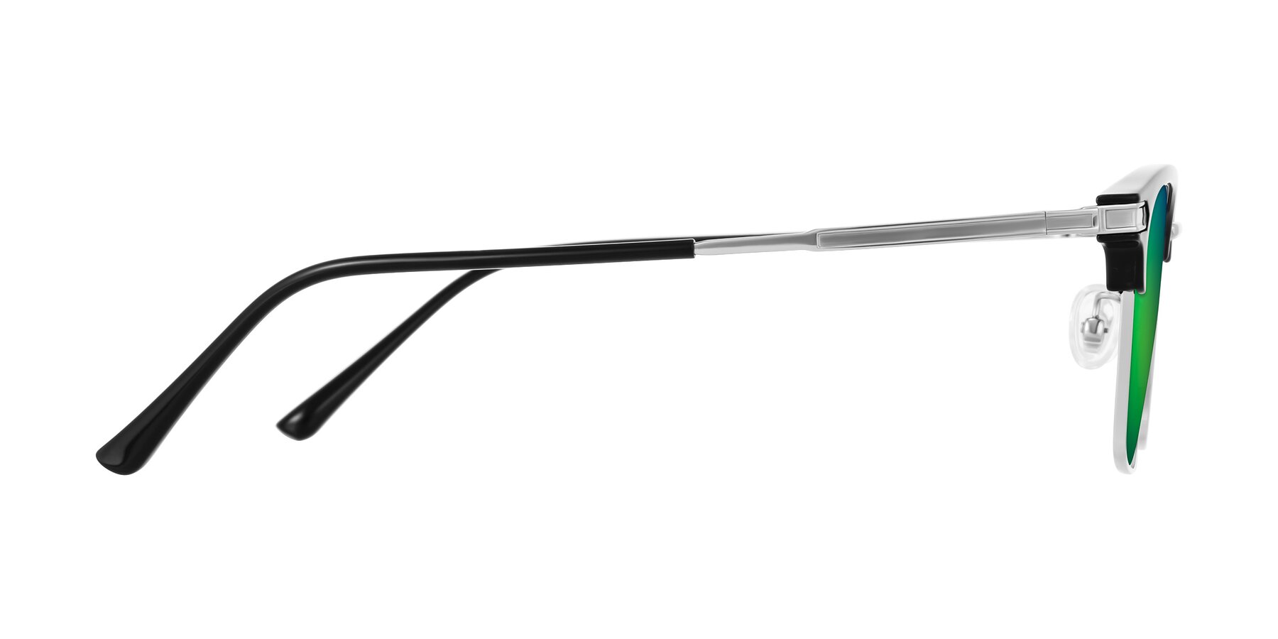 Side of Adsule in Black/Silver with Green Mirrored Lenses