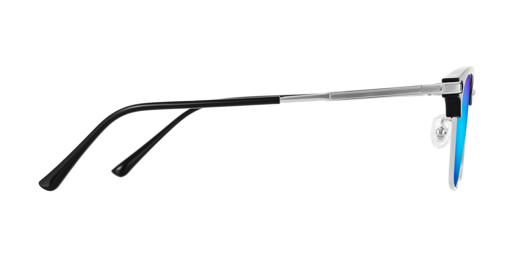 Side of Adsule in Black/Silver with Blue Mirrored Lenses