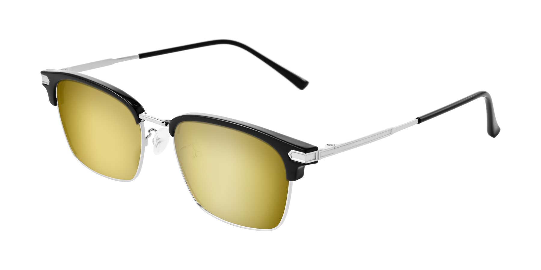 Angle of Adsule in Black/Silver with Gold Mirrored Lenses