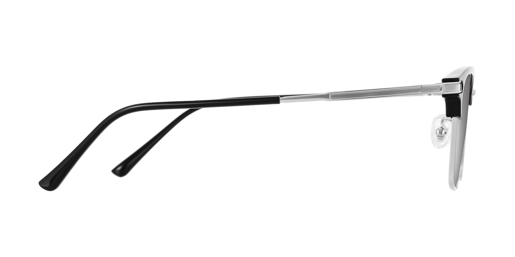 Side of Adsule in Black/Silver with Silver Mirrored Lenses