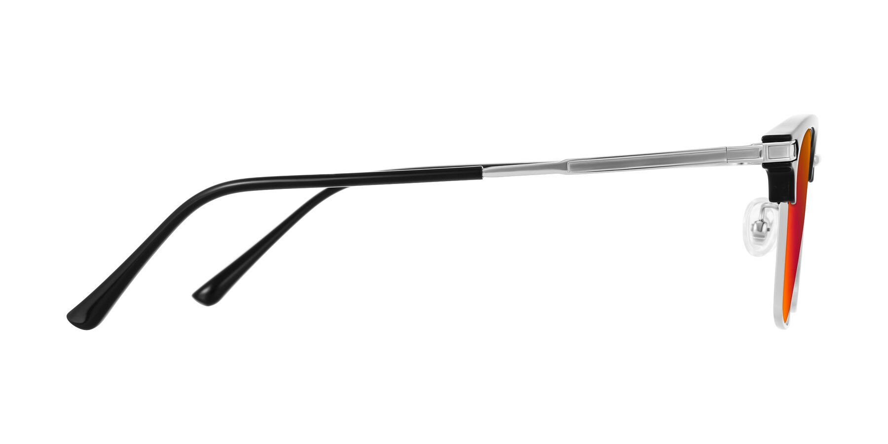 Side of Adsule in Black/Silver with Red Gold Mirrored Lenses