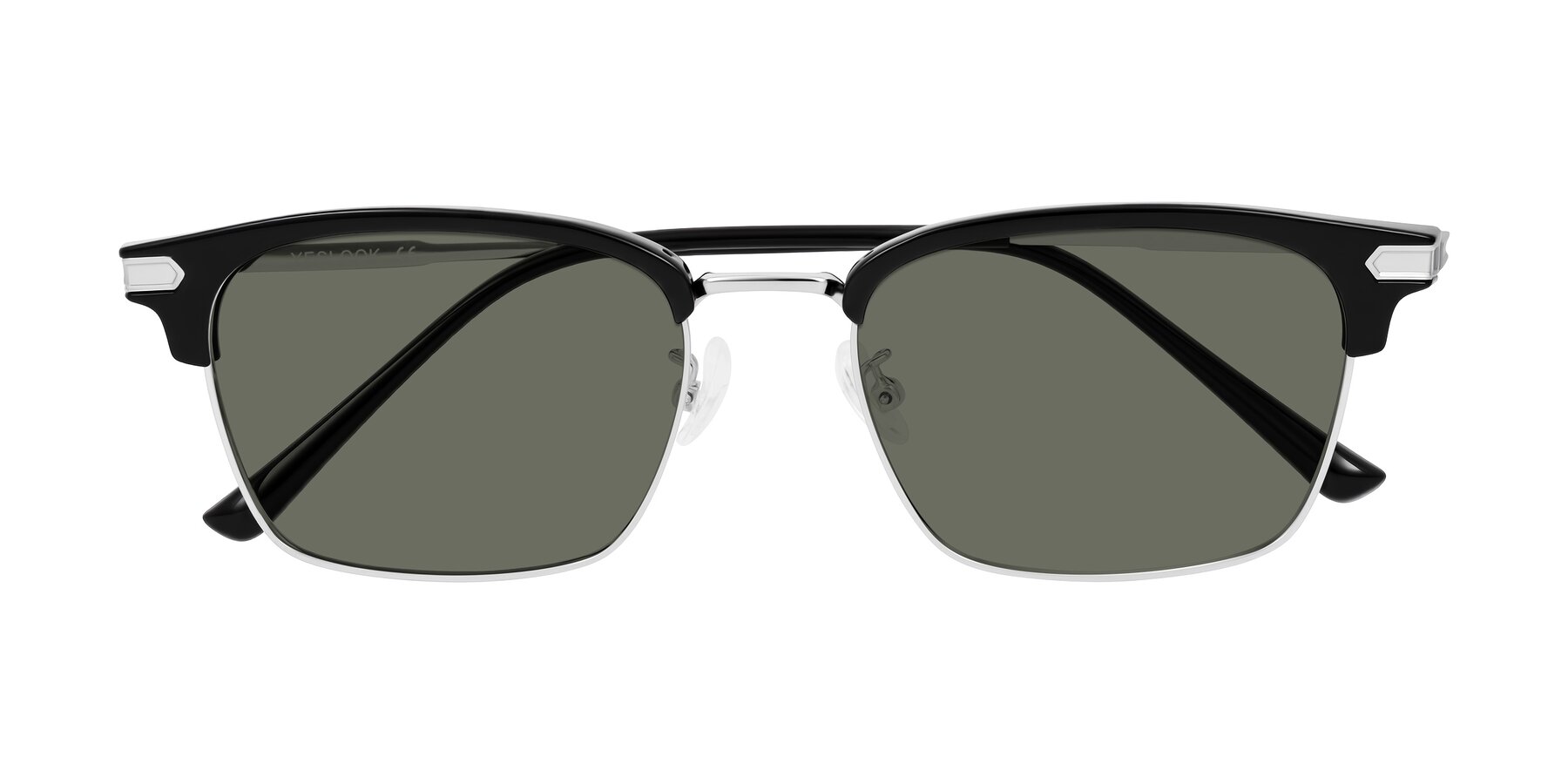 Folded Front of Adsule in Black/Silver with Gray Polarized Lenses