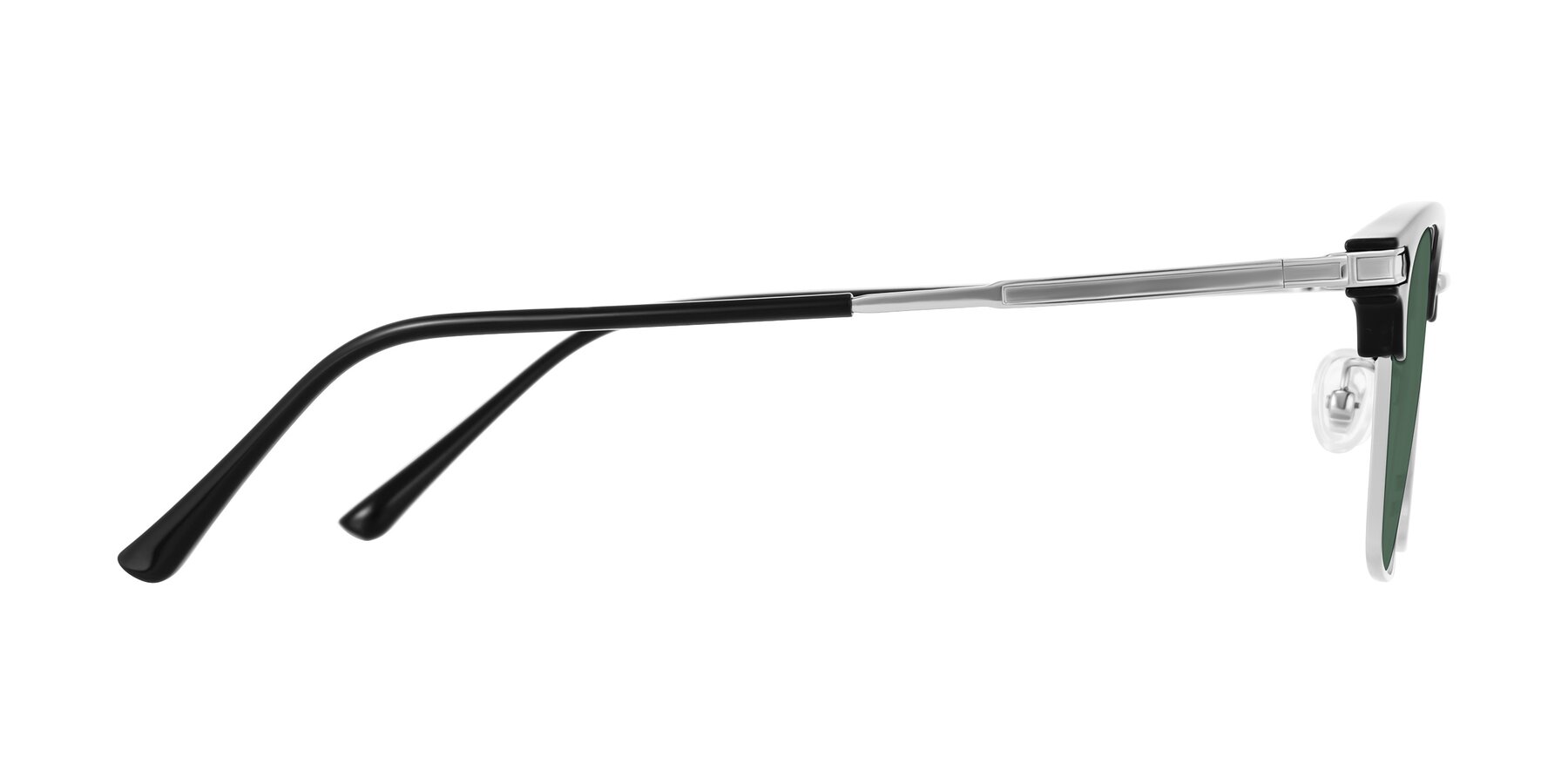 Side of Adsule in Black/Silver with Green Polarized Lenses