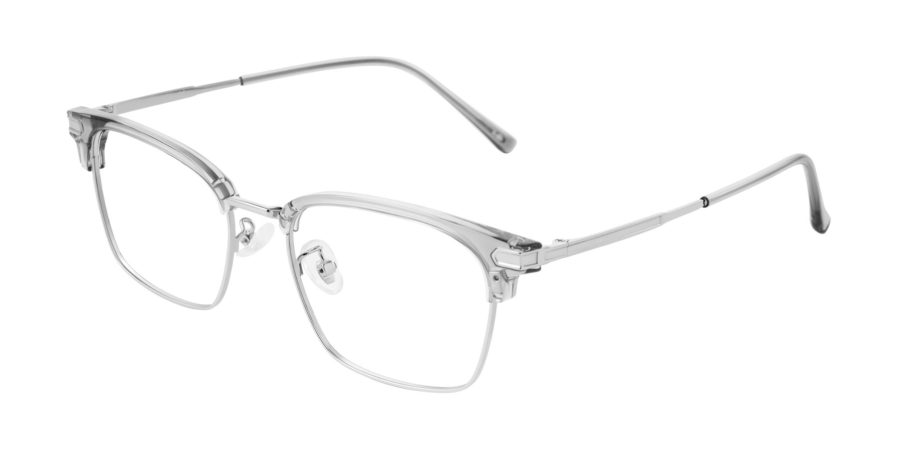Angle of Adsule in Clear Gray/Silver with Clear Eyeglass Lenses