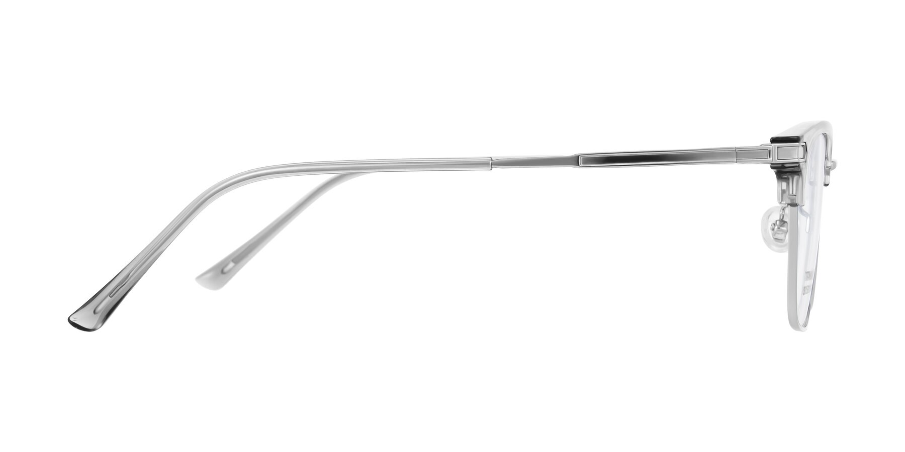 Side of Adsule in Clear Gray/Silver with Clear Eyeglass Lenses