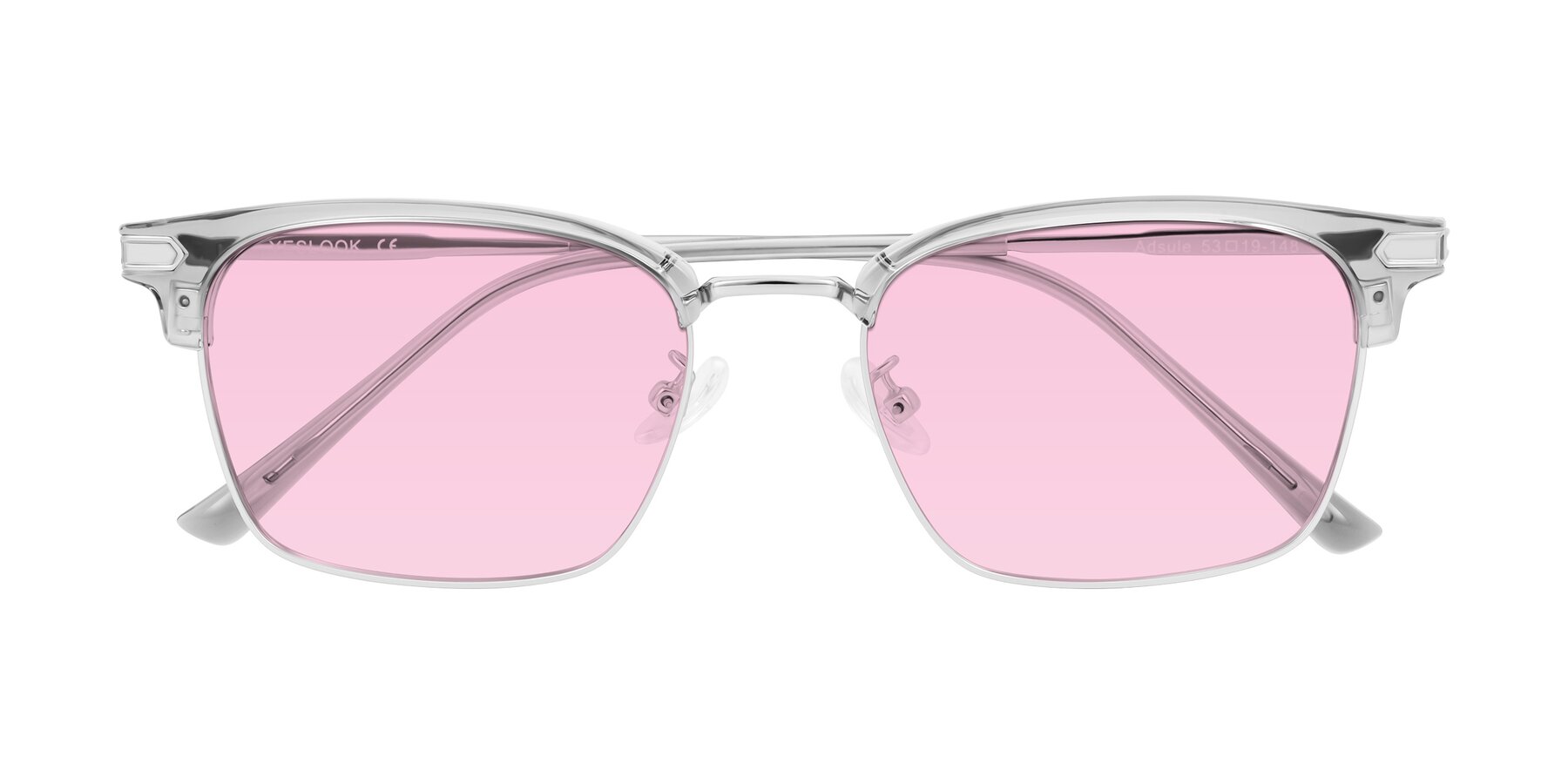 Folded Front of Adsule in Clear Gray/Silver with Light Pink Tinted Lenses