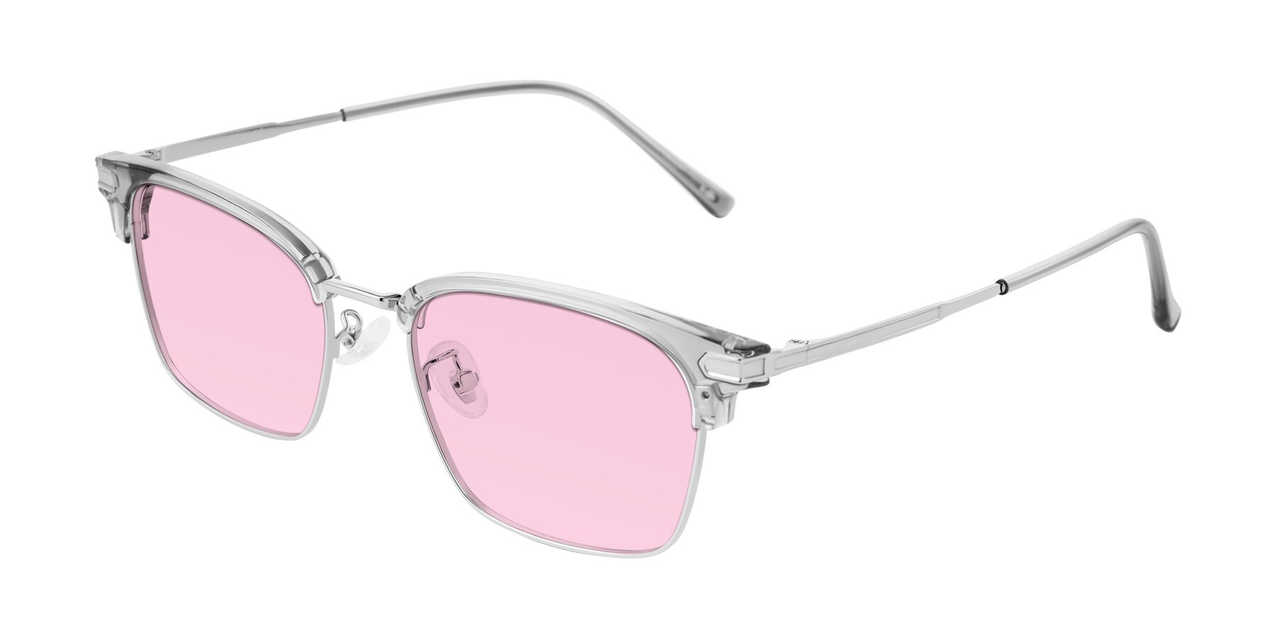Angle of Adsule in Clear Gray/Silver with Light Pink Tinted Lenses