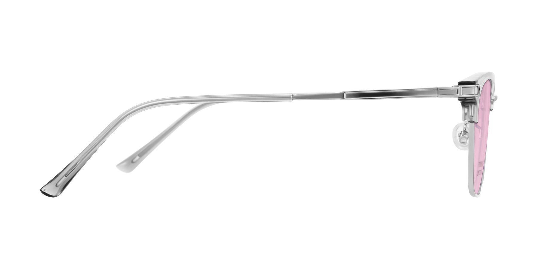 Side of Adsule in Clear Gray/Silver with Light Pink Tinted Lenses