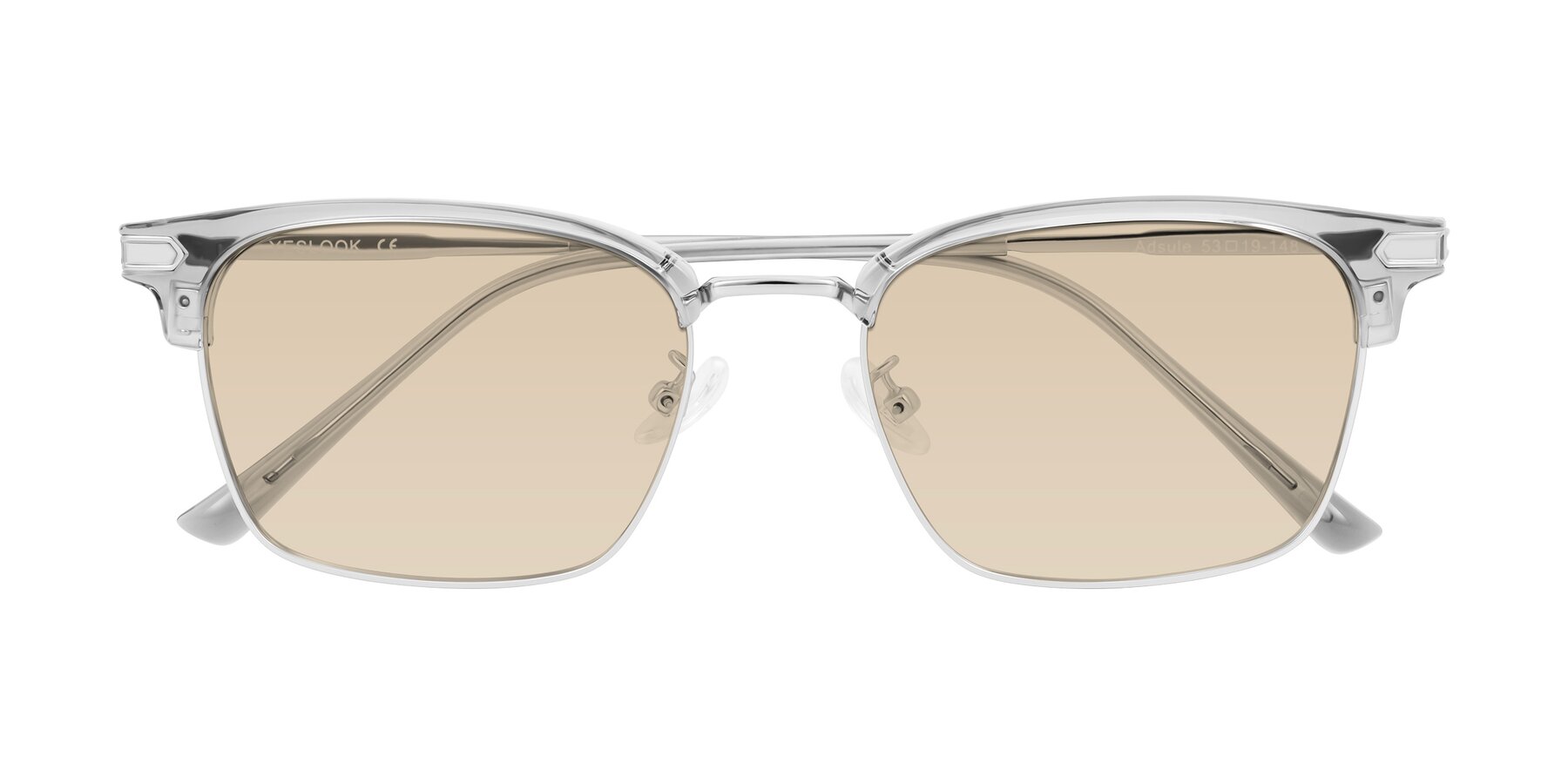 Folded Front of Adsule in Clear Gray/Silver with Light Brown Tinted Lenses