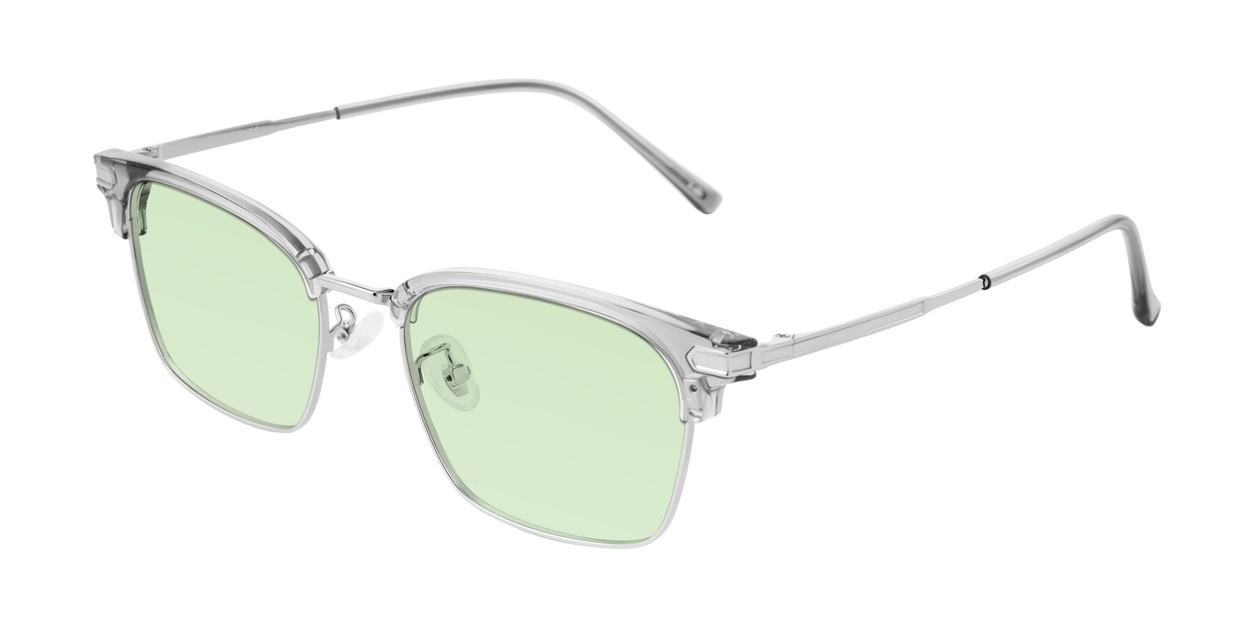 Angle of Adsule in Clear Gray/Silver with Light Green Tinted Lenses