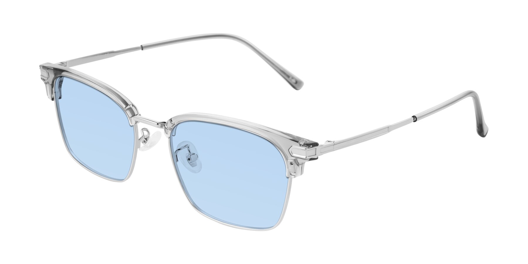 Angle of Adsule in Clear Gray/Silver with Light Blue Tinted Lenses