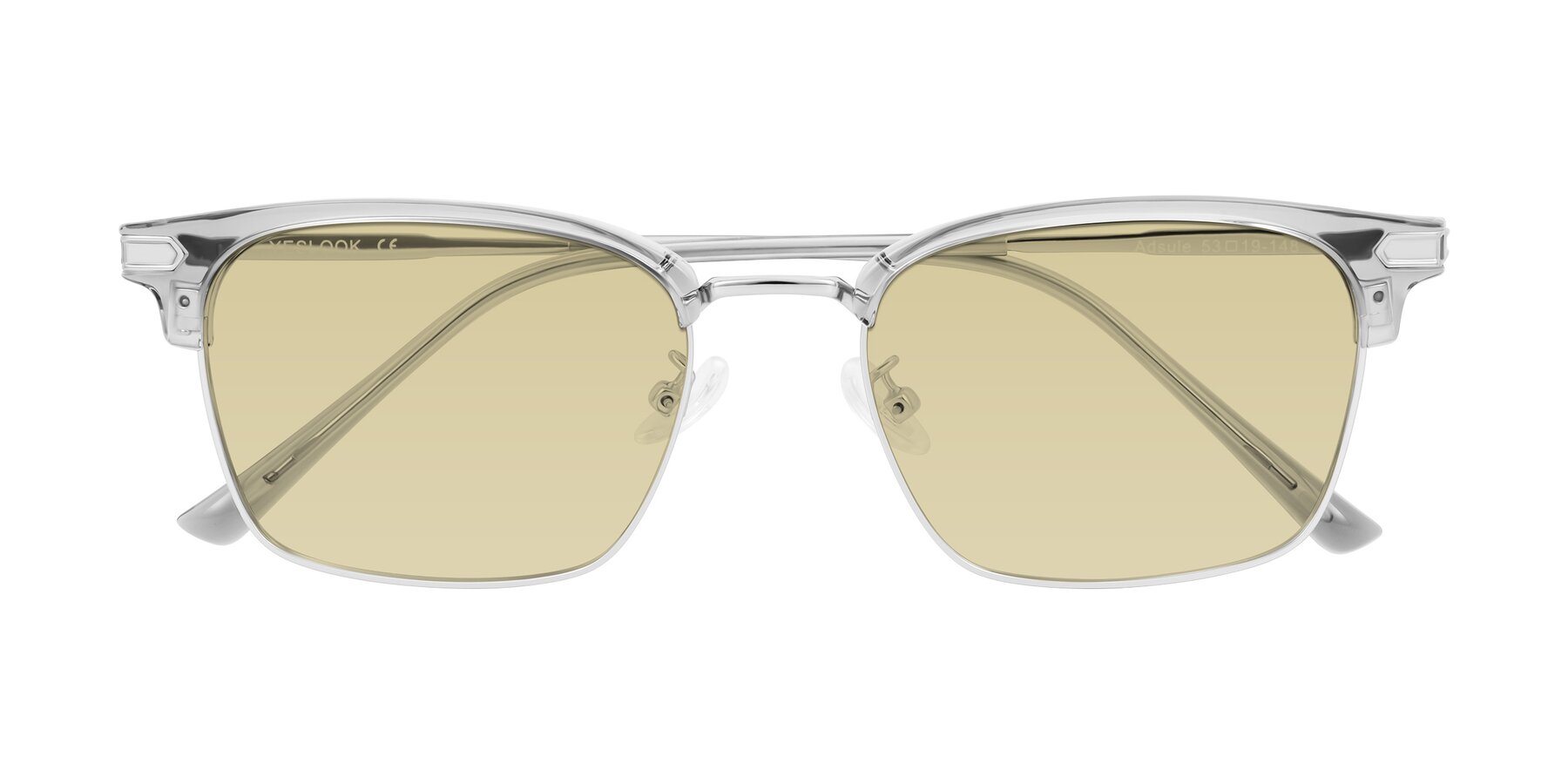 Folded Front of Adsule in Clear Gray/Silver with Light Champagne Tinted Lenses