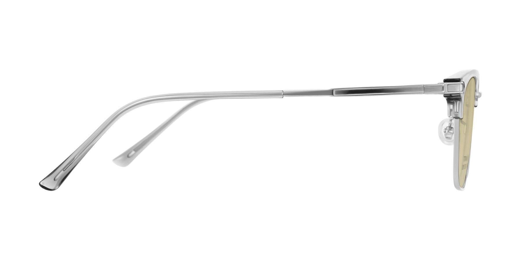 Side of Adsule in Clear Gray/Silver with Light Champagne Tinted Lenses