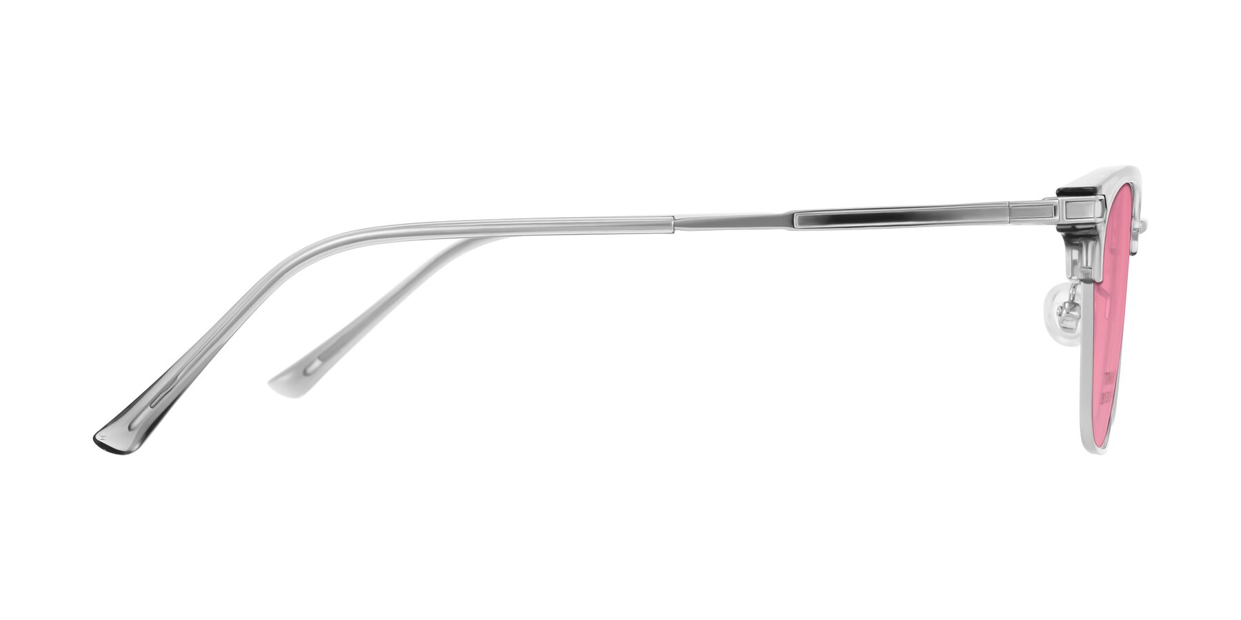 Side of Adsule in Clear Gray/Silver with Pink Tinted Lenses