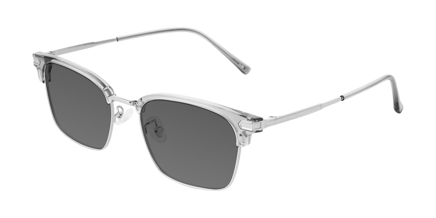 Angle of Adsule in Clear Gray/Silver with Medium Gray Tinted Lenses