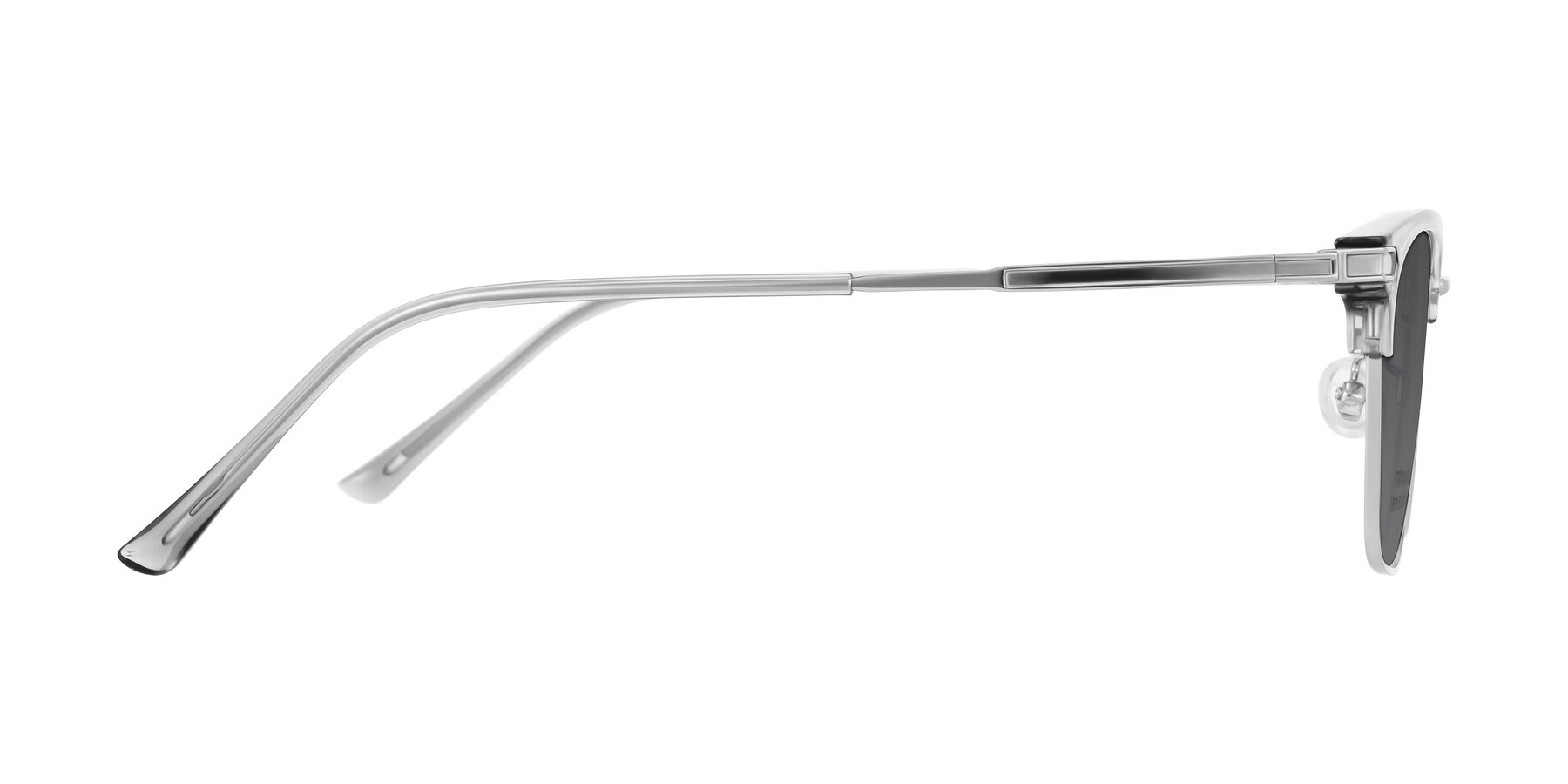 Side of Adsule in Clear Gray/Silver with Medium Gray Tinted Lenses