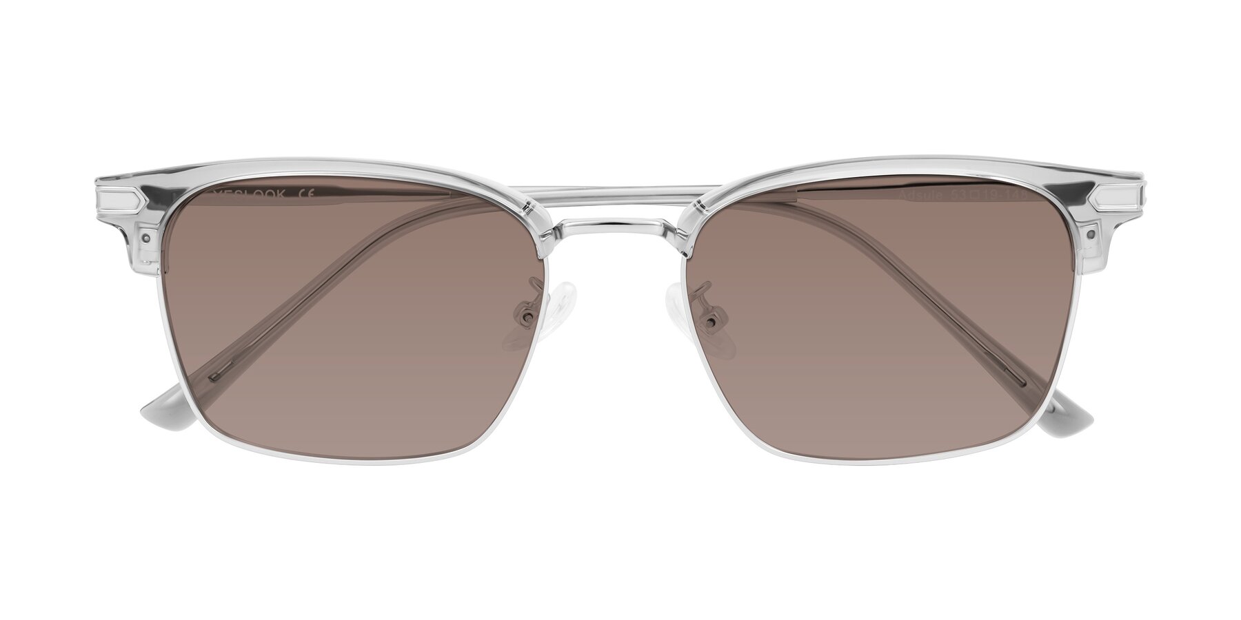 Folded Front of Adsule in Clear Gray/Silver with Medium Brown Tinted Lenses