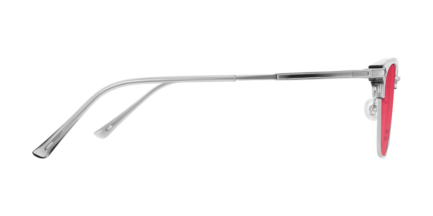 Side of Adsule in Clear Gray/Silver with Red Tinted Lenses
