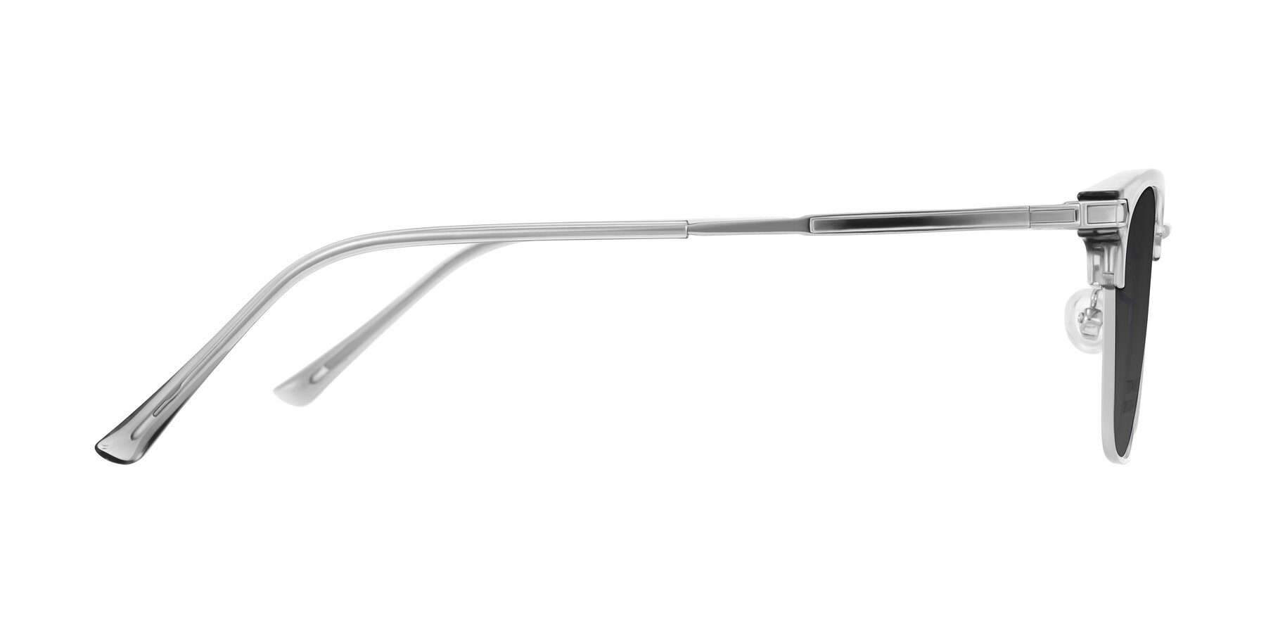 Side of Adsule in Clear Gray/Silver with Gray Tinted Lenses