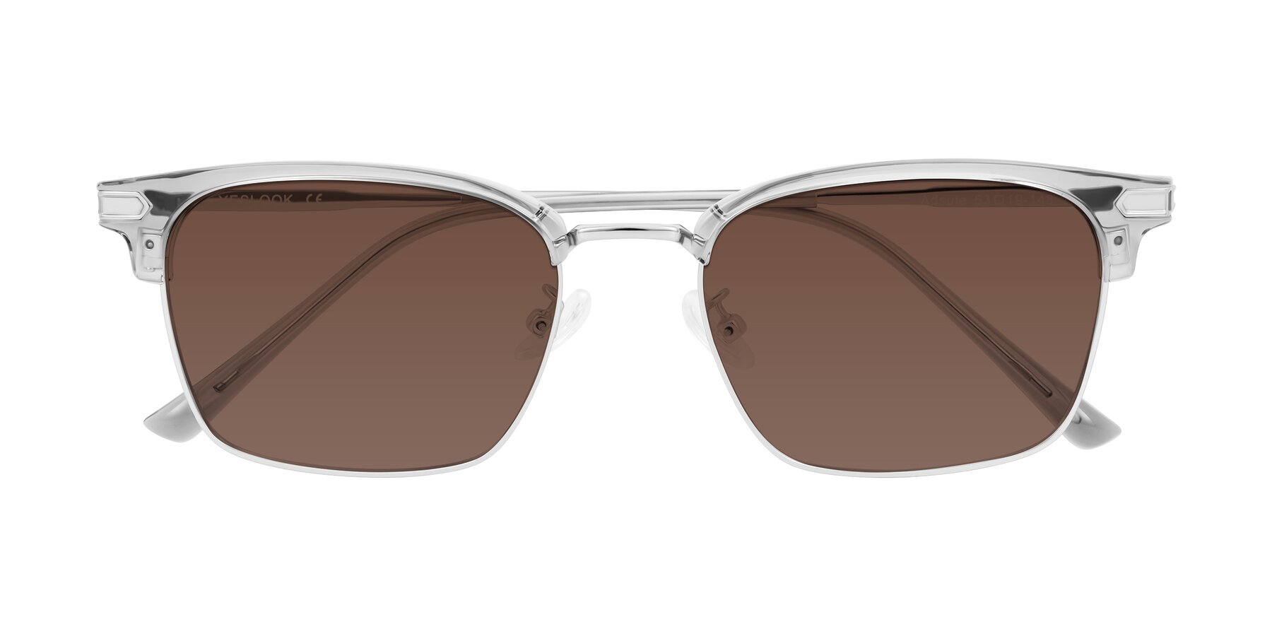 Folded Front of Adsule in Clear Gray/Silver with Brown Tinted Lenses