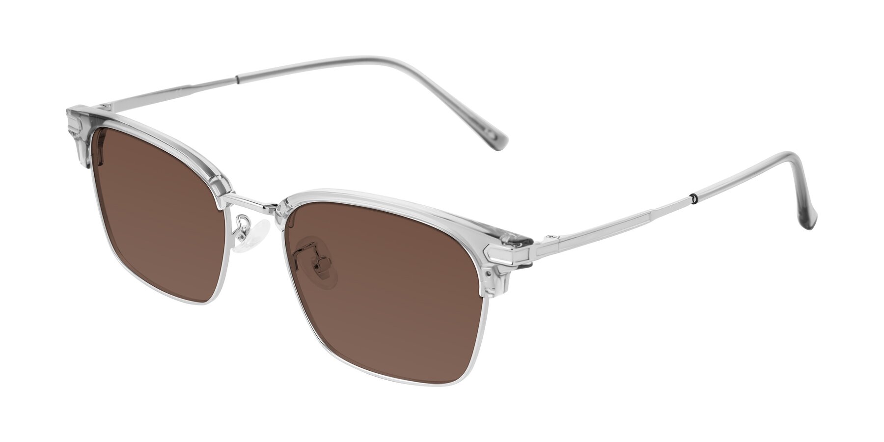 Angle of Adsule in Clear Gray/Silver with Brown Tinted Lenses