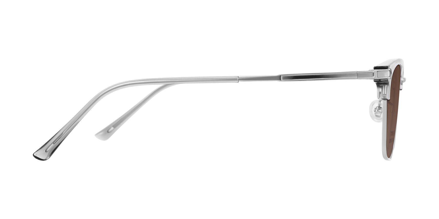 Side of Adsule in Clear Gray/Silver with Brown Tinted Lenses