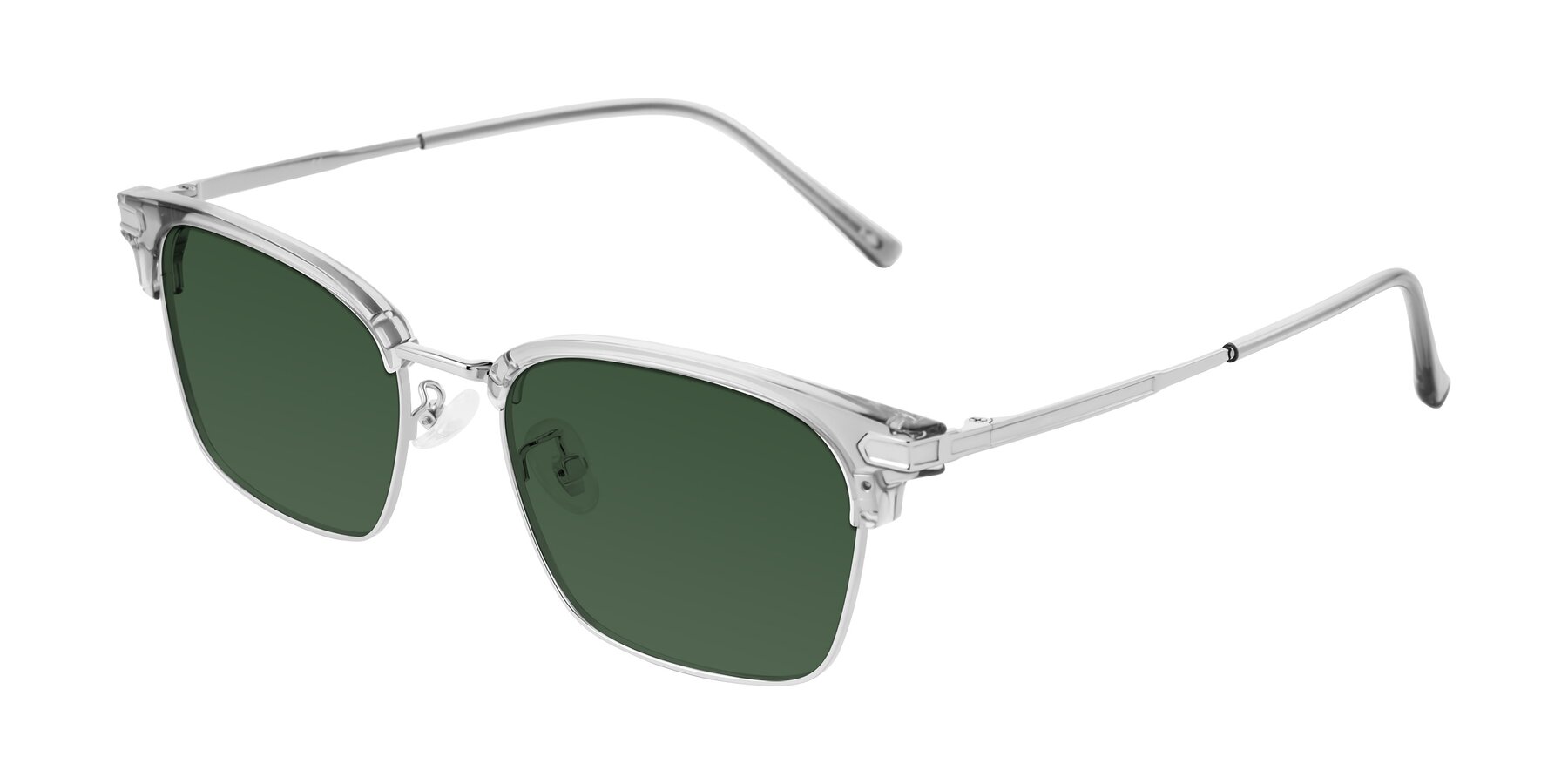 Angle of Adsule in Clear Gray/Silver with Green Tinted Lenses