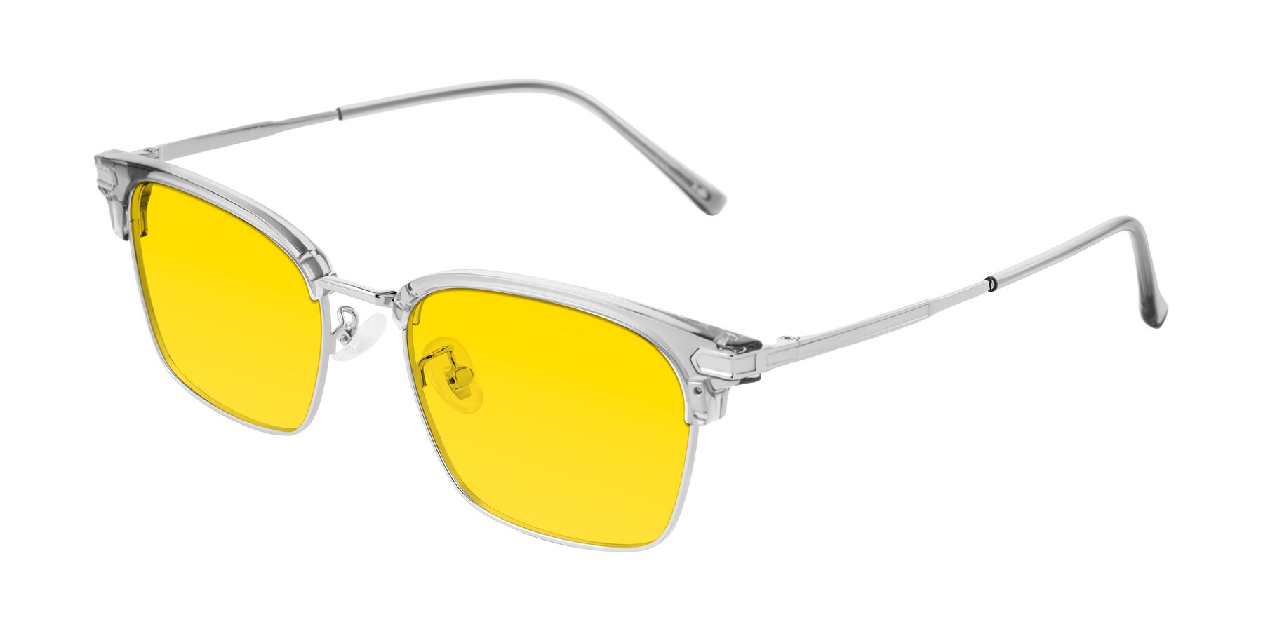 Angle of Adsule in Clear Gray/Silver with Yellow Tinted Lenses