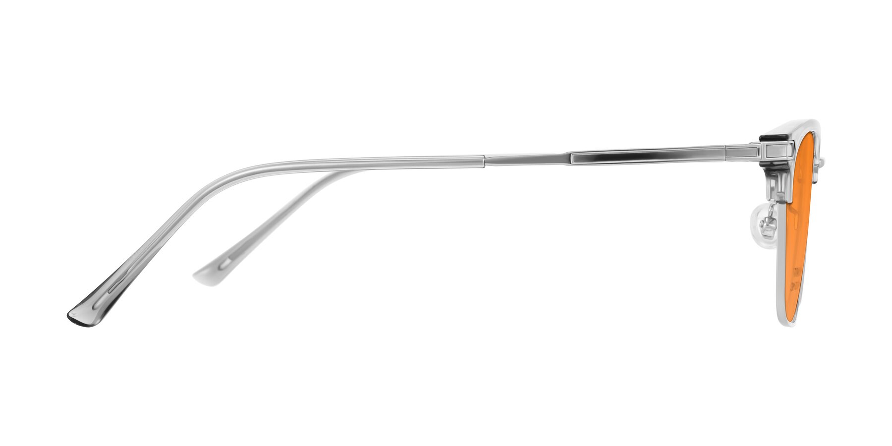 Side of Adsule in Clear Gray/Silver with Orange Tinted Lenses