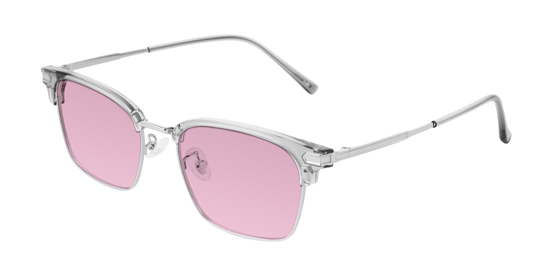 Angle of Adsule in Clear Gray/Silver with Light Wine Tinted Lenses