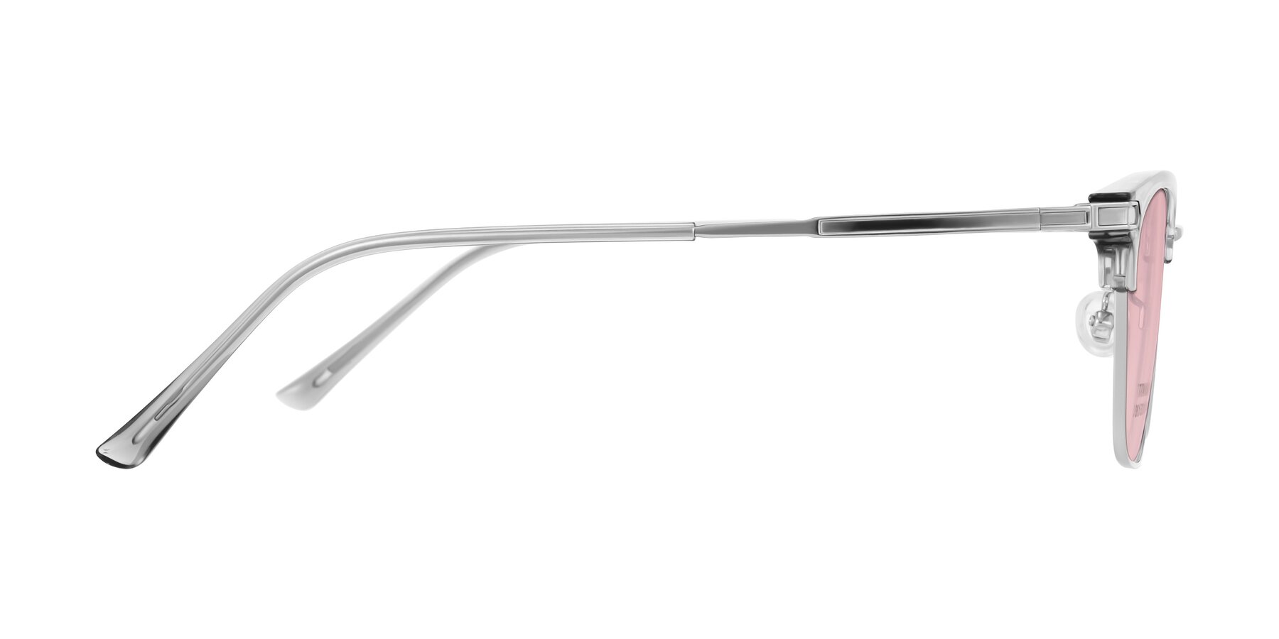 Side of Adsule in Clear Gray/Silver with Light Garnet Tinted Lenses