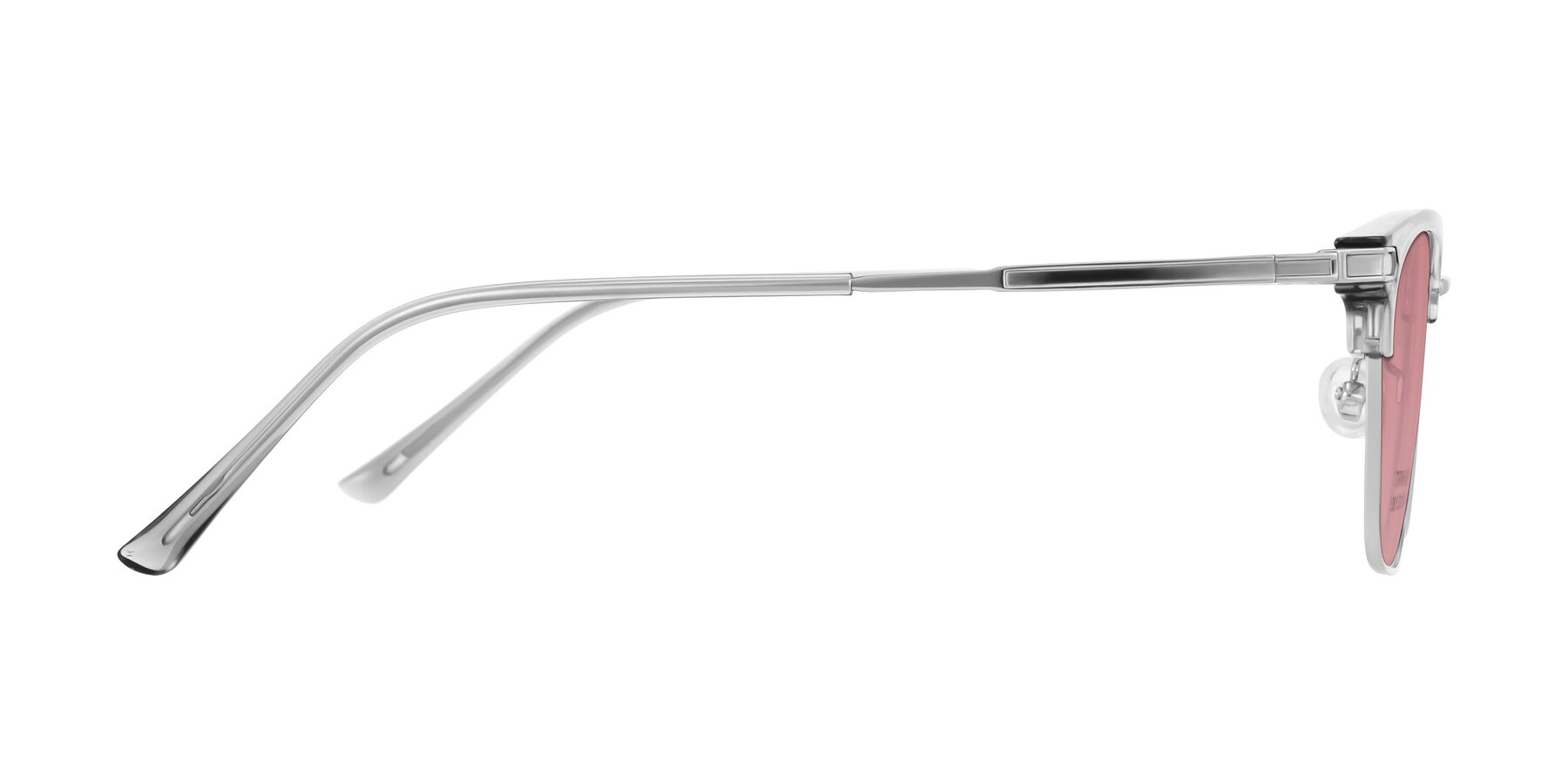 Side of Adsule in Clear Gray/Silver with Medium Garnet Tinted Lenses