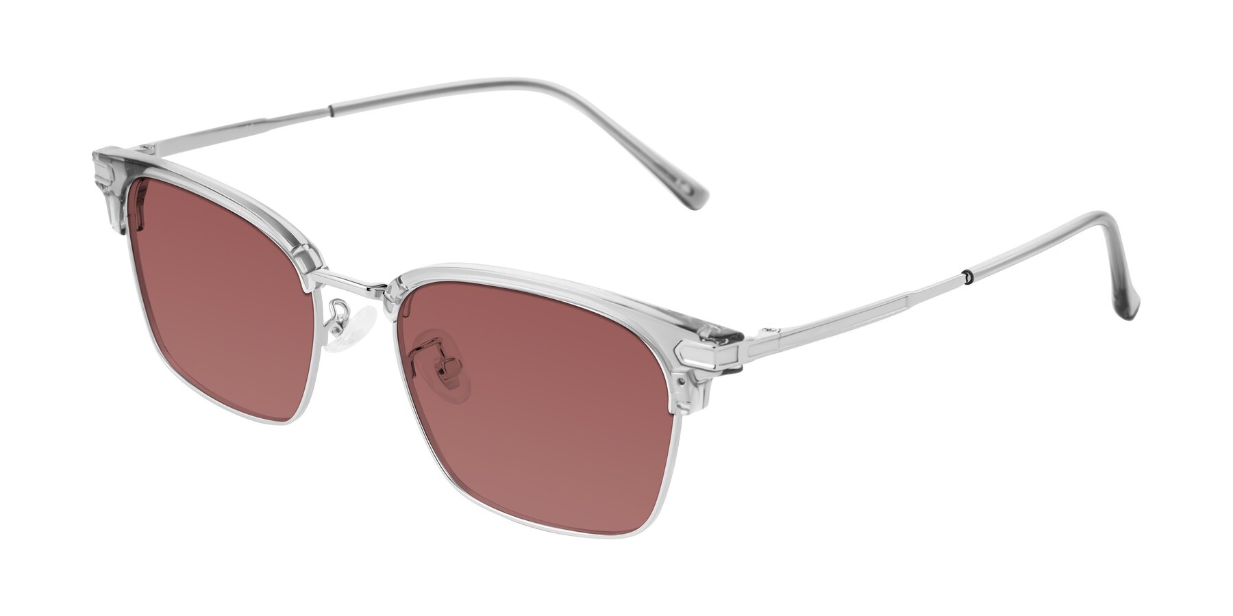Angle of Adsule in Clear Gray/Silver with Garnet Tinted Lenses