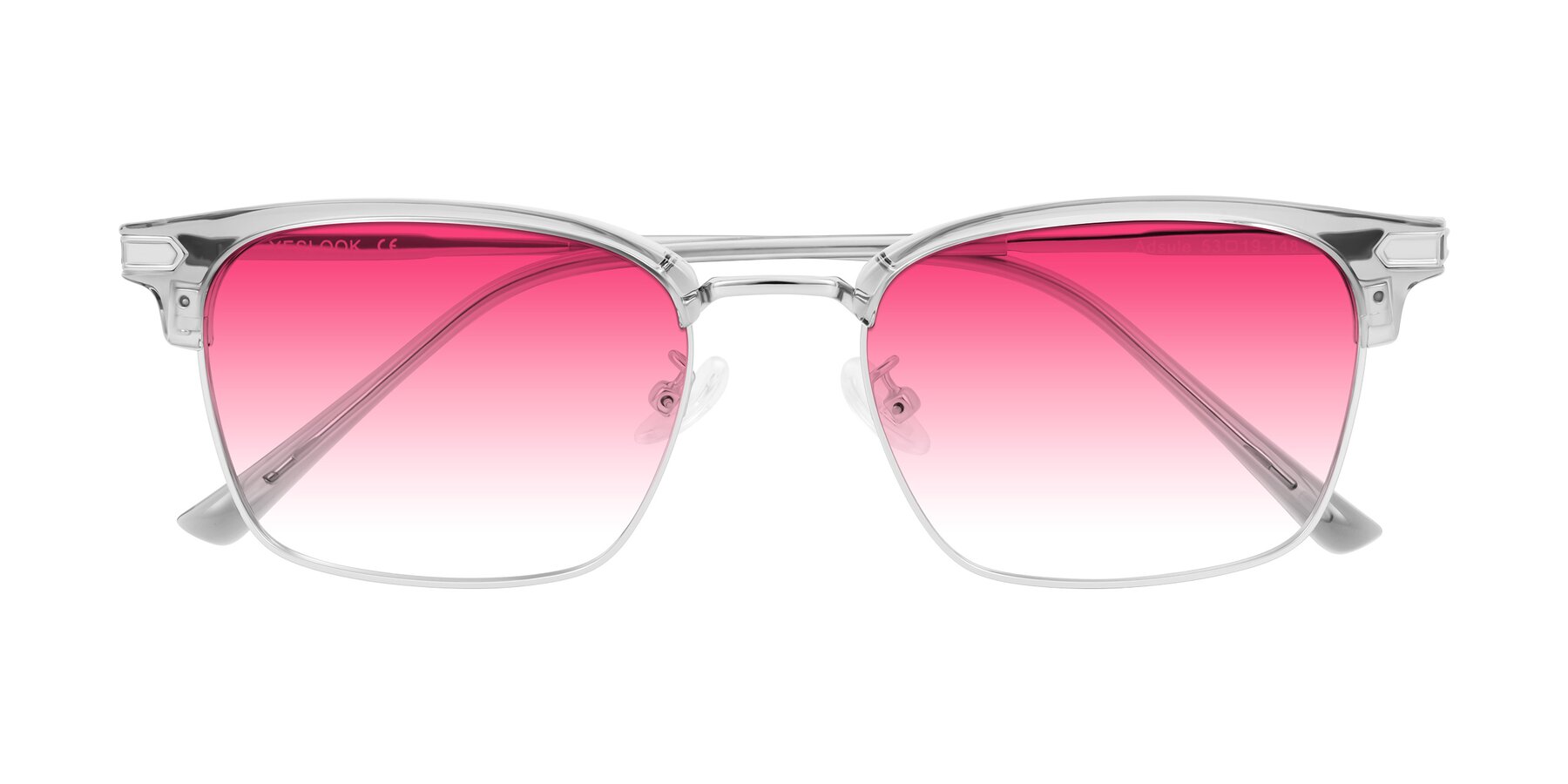 Folded Front of Adsule in Clear Gray/Silver with Pink Gradient Lenses