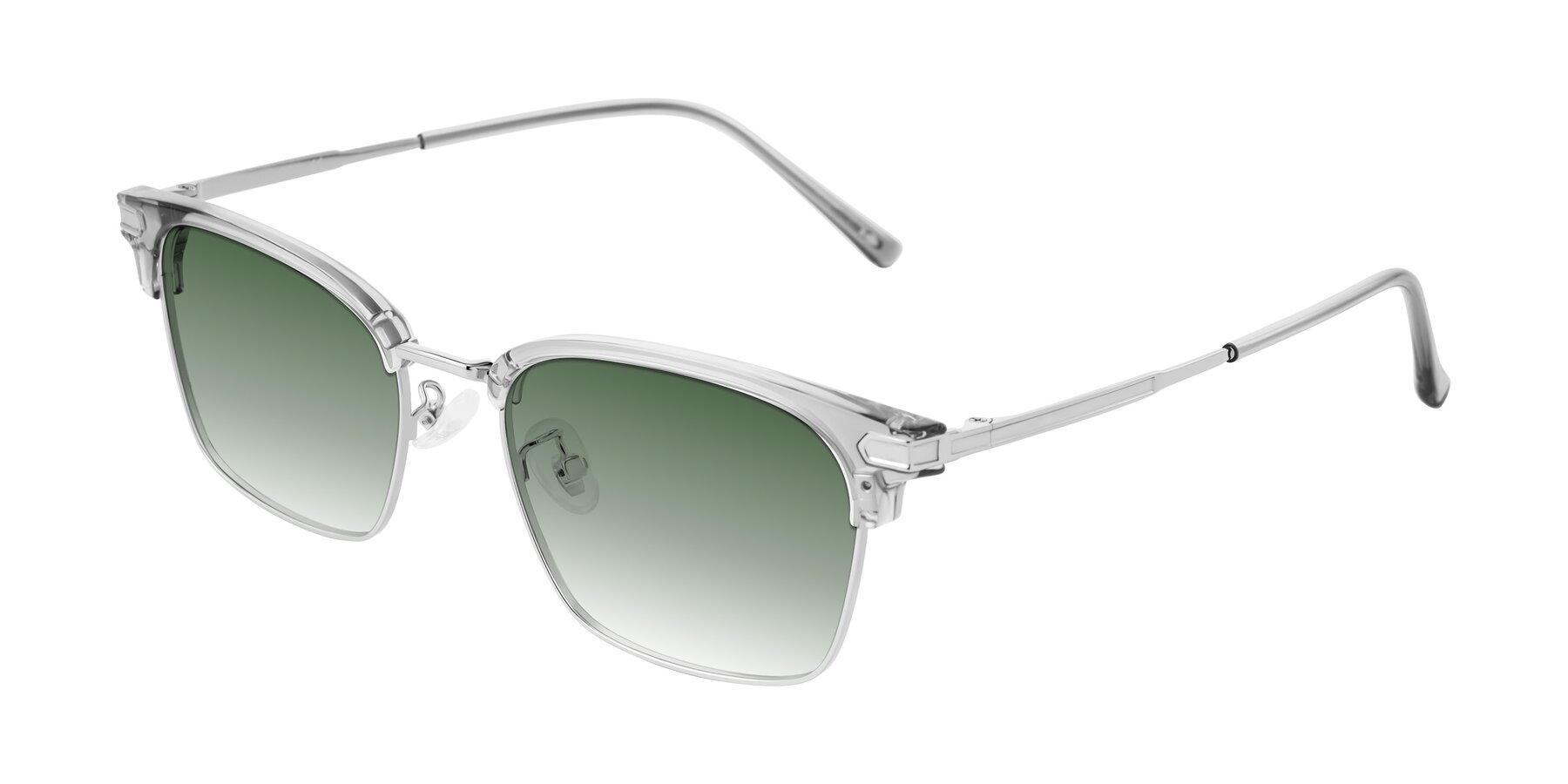 Angle of Adsule in Clear Gray/Silver with Green Gradient Lenses