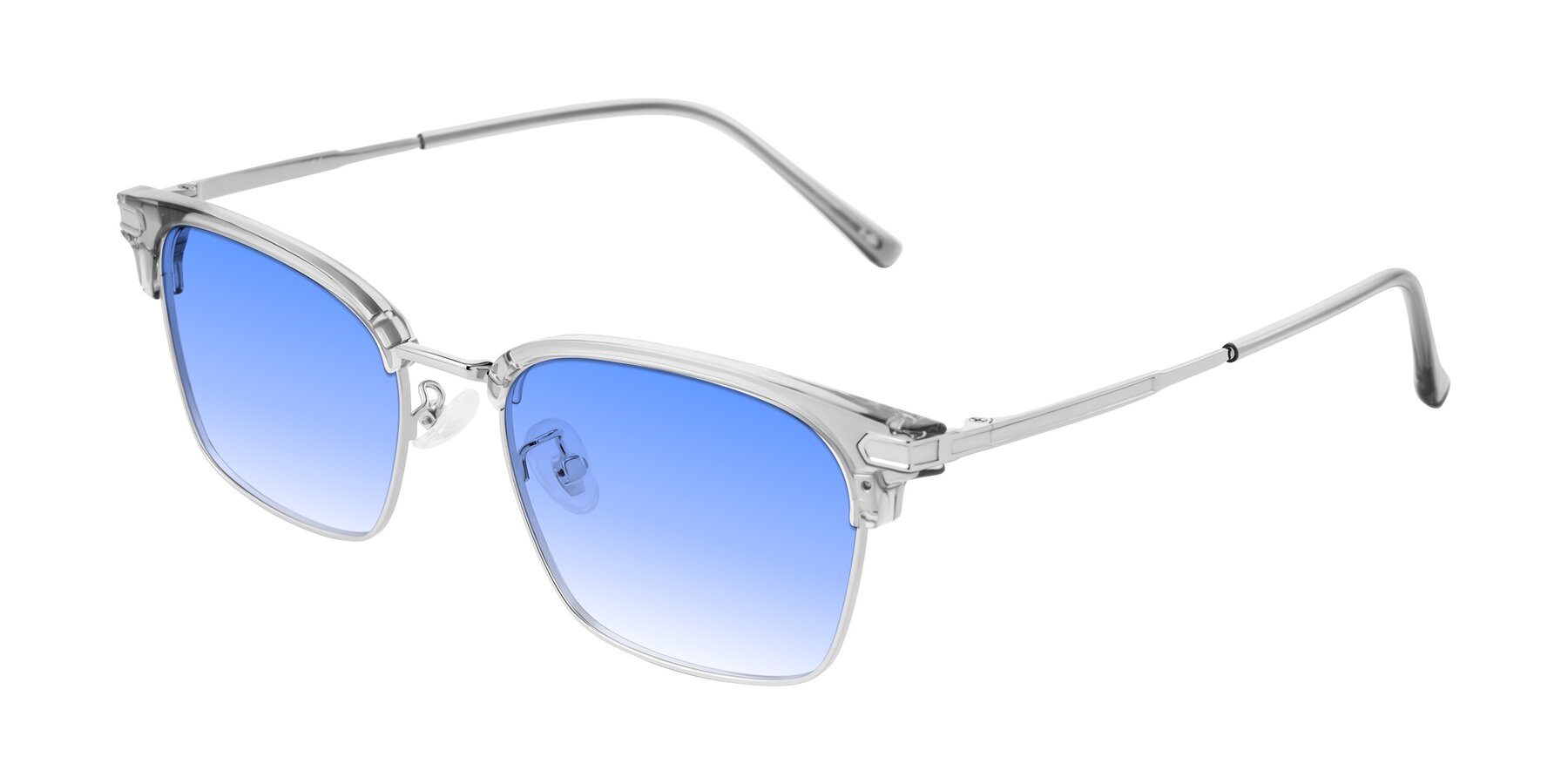 Angle of Adsule in Clear Gray/Silver with Blue Gradient Lenses