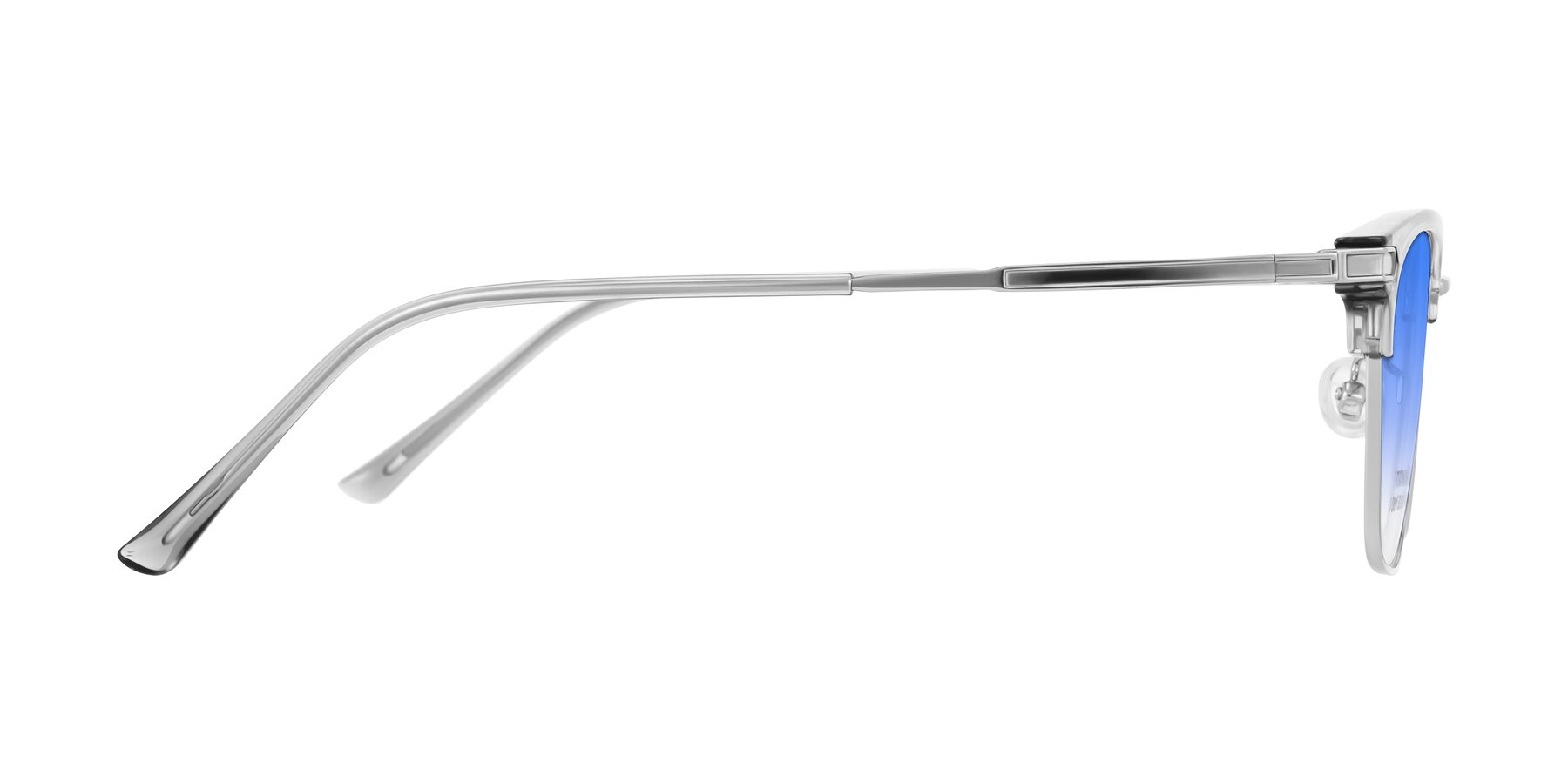 Side of Adsule in Clear Gray/Silver with Blue Gradient Lenses