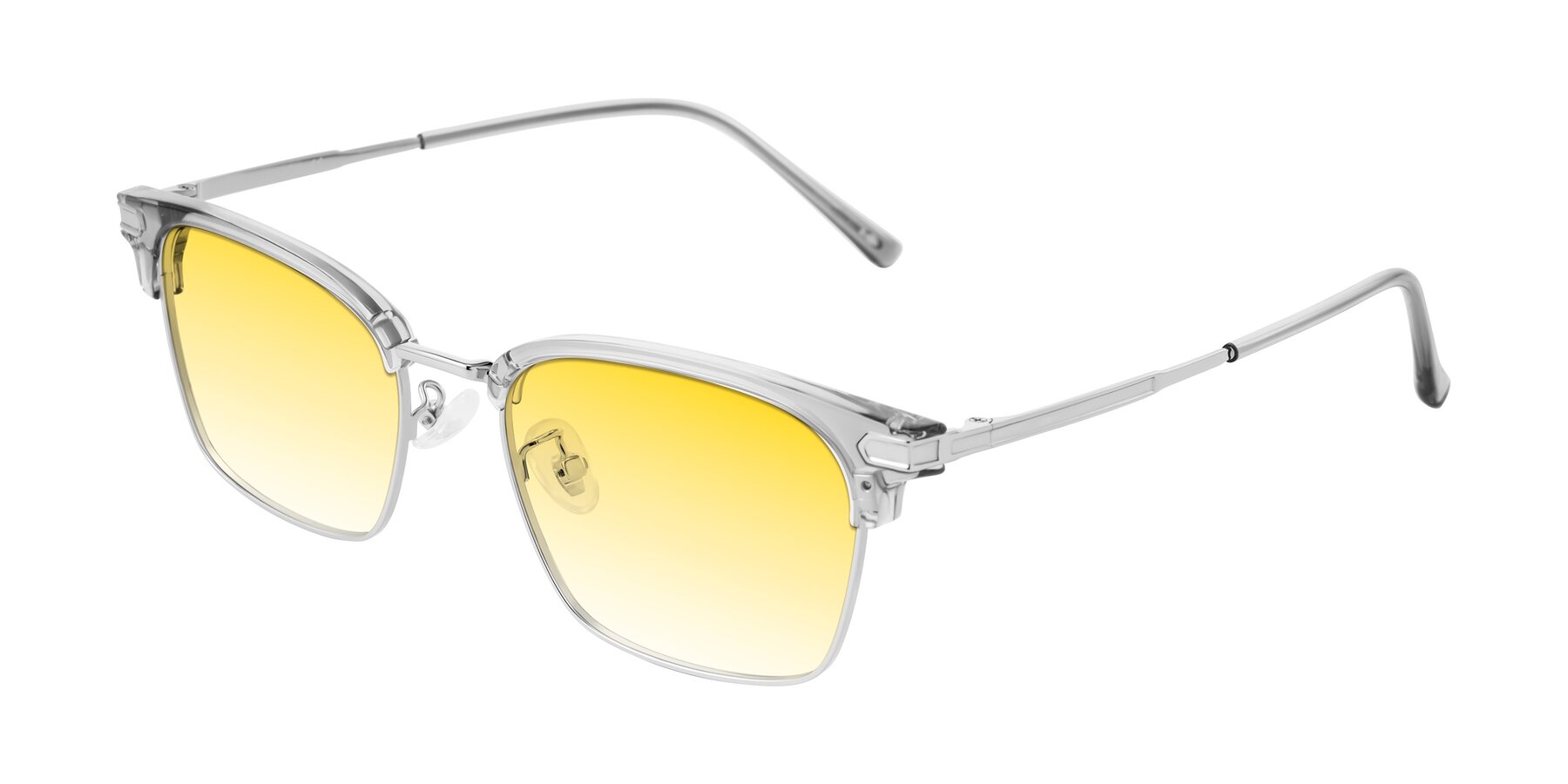 Angle of Adsule in Clear Gray/Silver with Yellow Gradient Lenses