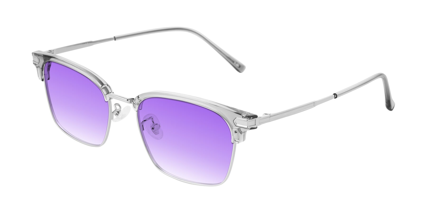 Angle of Adsule in Clear Gray/Silver with Purple Gradient Lenses
