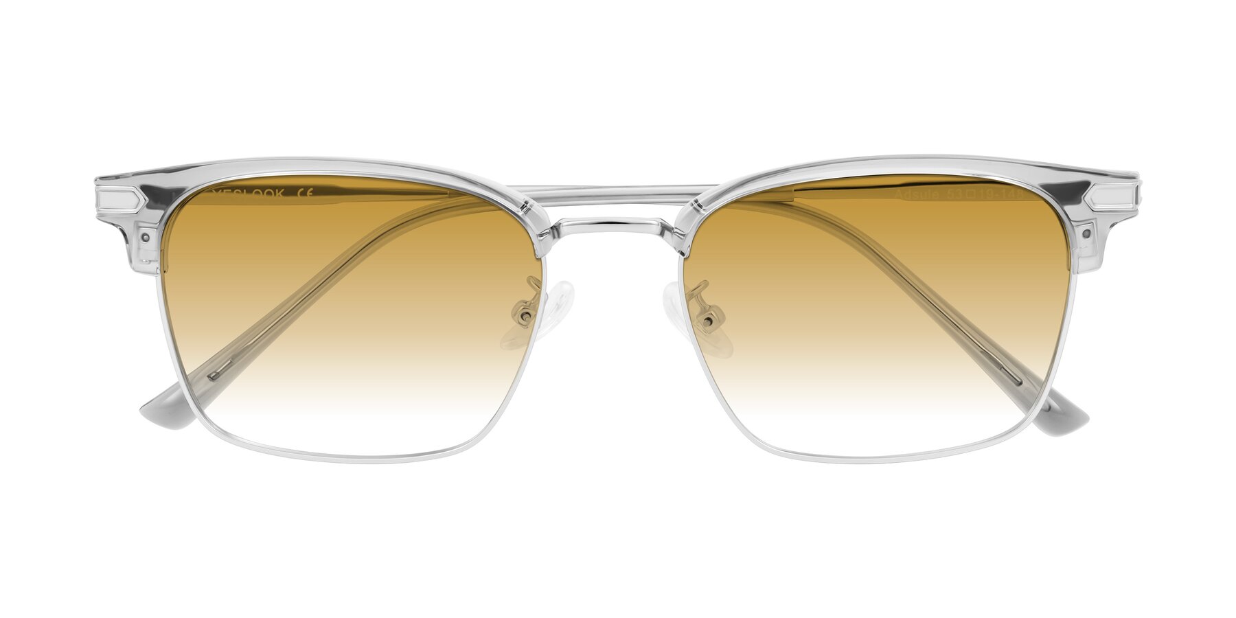 Folded Front of Adsule in Clear Gray/Silver with Champagne Gradient Lenses