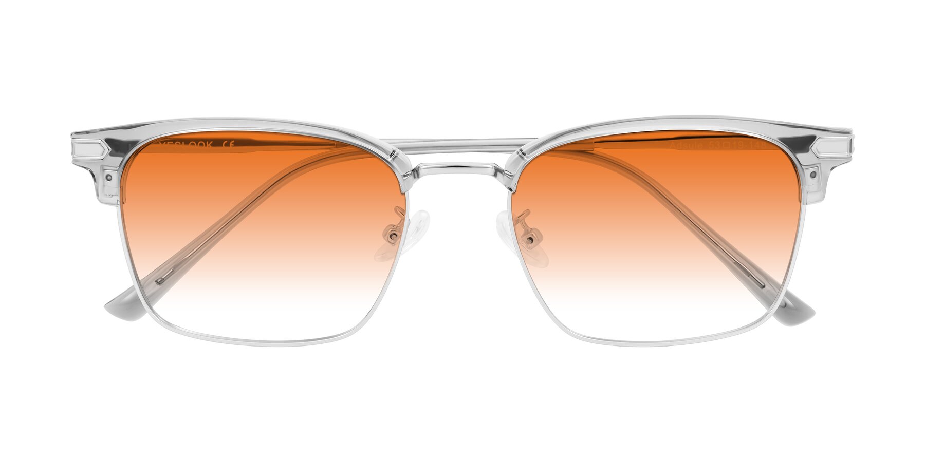 Folded Front of Adsule in Clear Gray/Silver with Orange Gradient Lenses