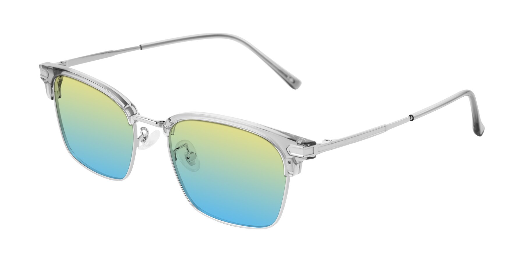 Angle of Adsule in Clear Gray/Silver with Yellow / Blue Gradient Lenses