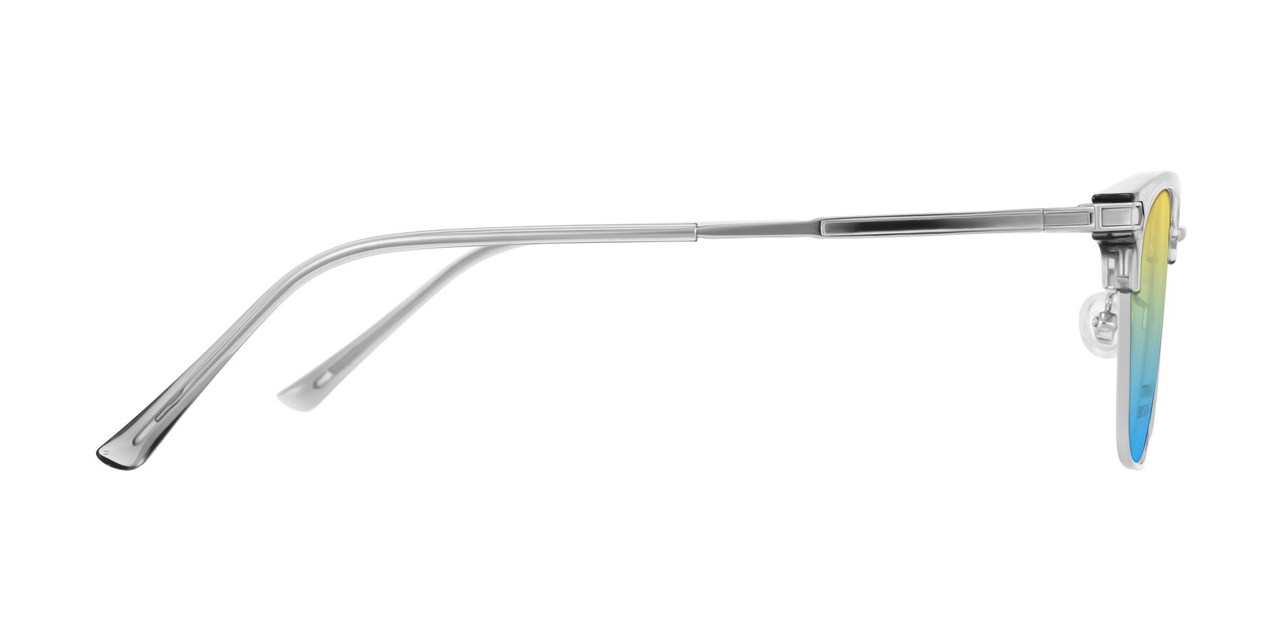 Side of Adsule in Clear Gray/Silver with Yellow / Blue Gradient Lenses
