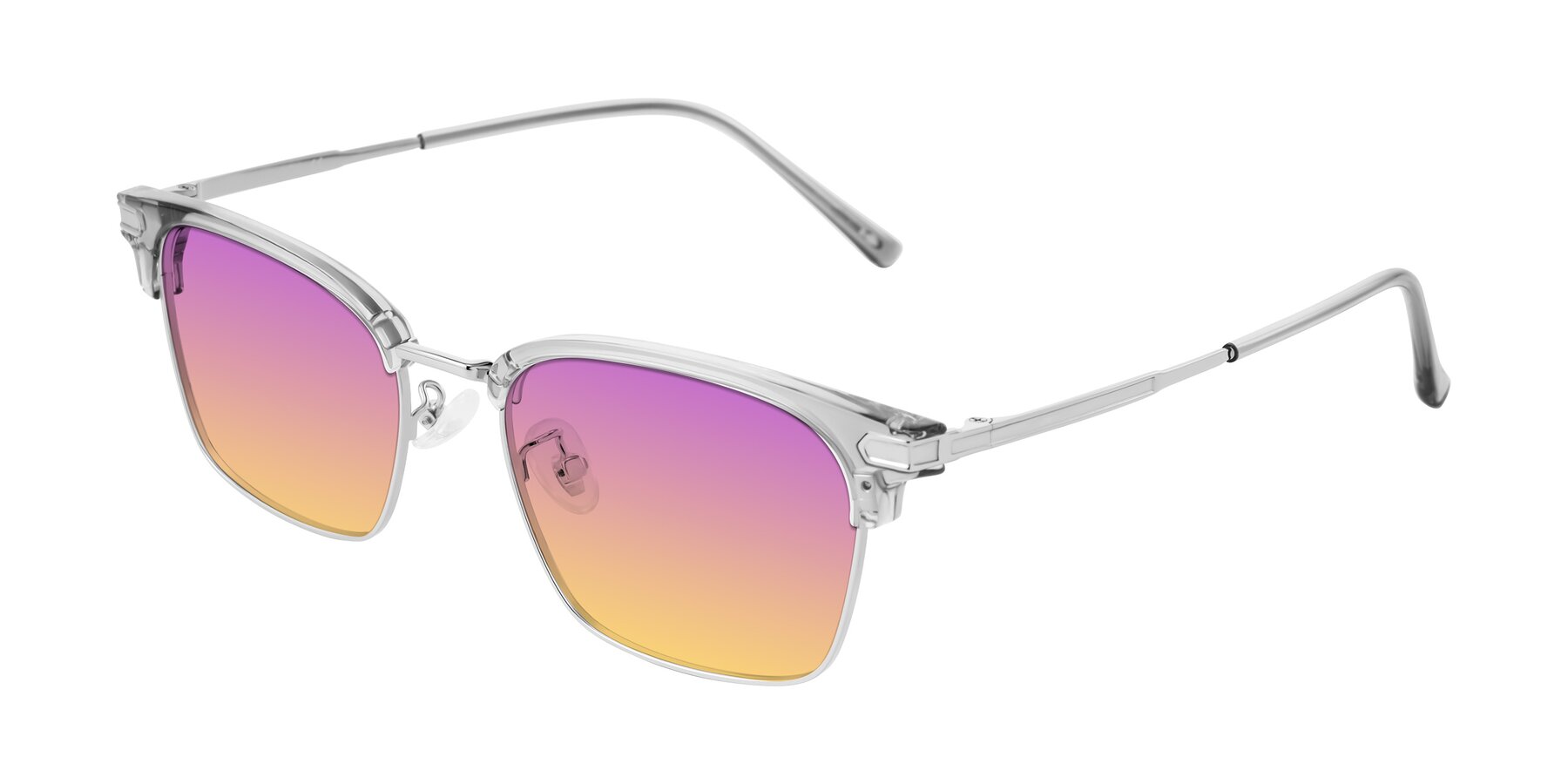 Angle of Adsule in Clear Gray/Silver with Purple / Yellow Gradient Lenses