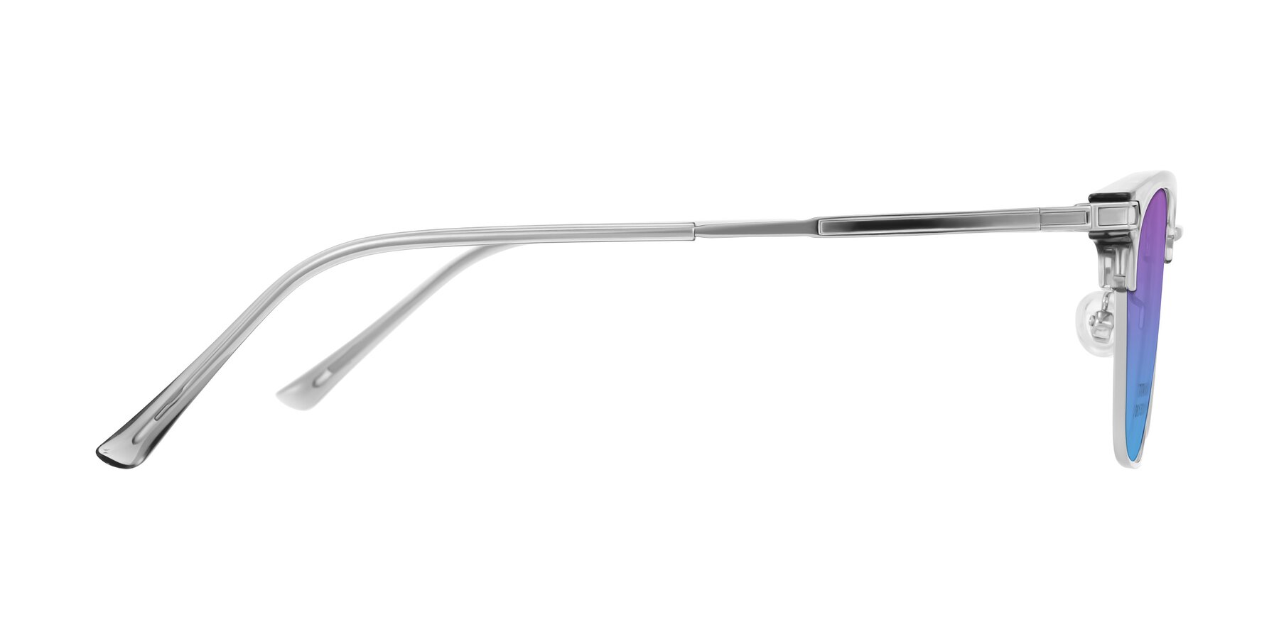 Side of Adsule in Clear Gray/Silver with Purple / Blue Gradient Lenses