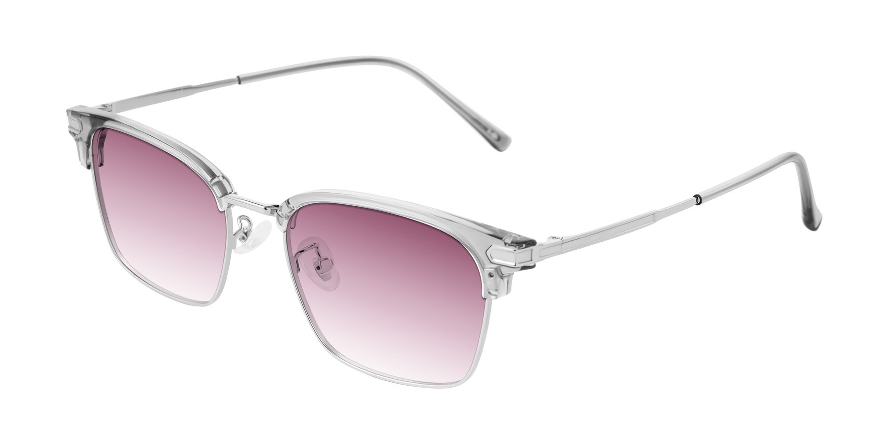Angle of Adsule in Clear Gray/Silver with Wine Gradient Lenses
