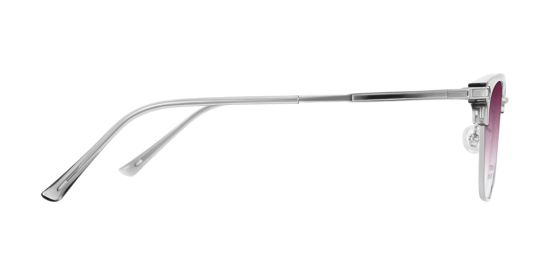 Side of Adsule in Clear Gray/Silver with Wine Gradient Lenses