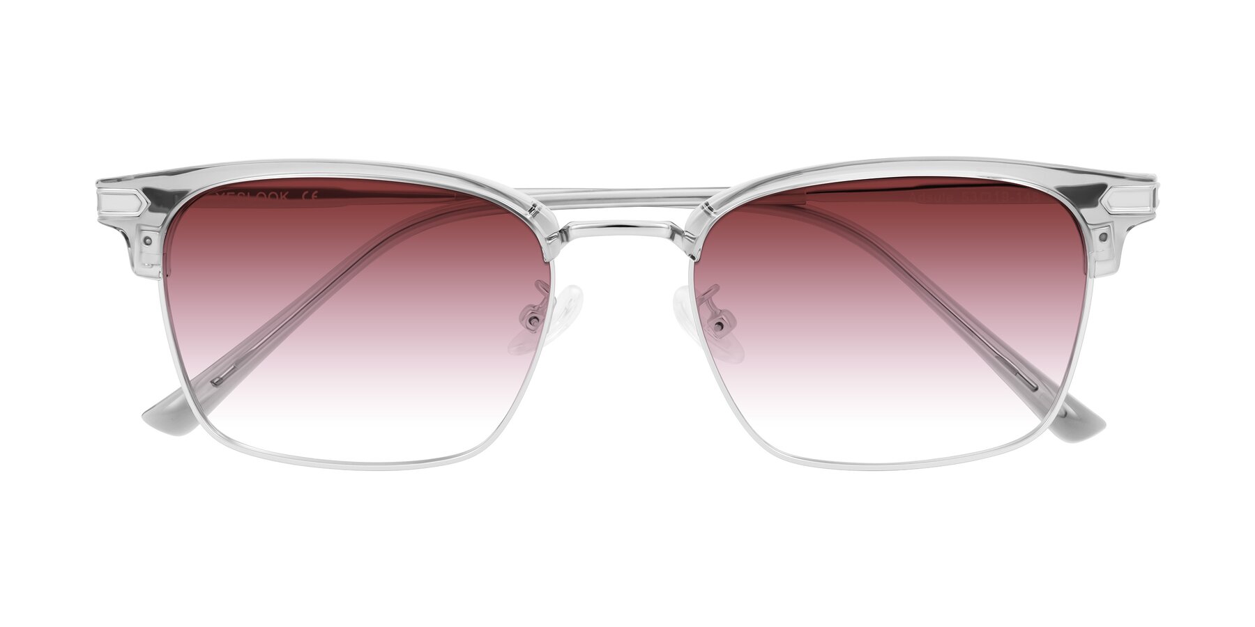 Folded Front of Adsule in Clear Gray/Silver with Garnet Gradient Lenses