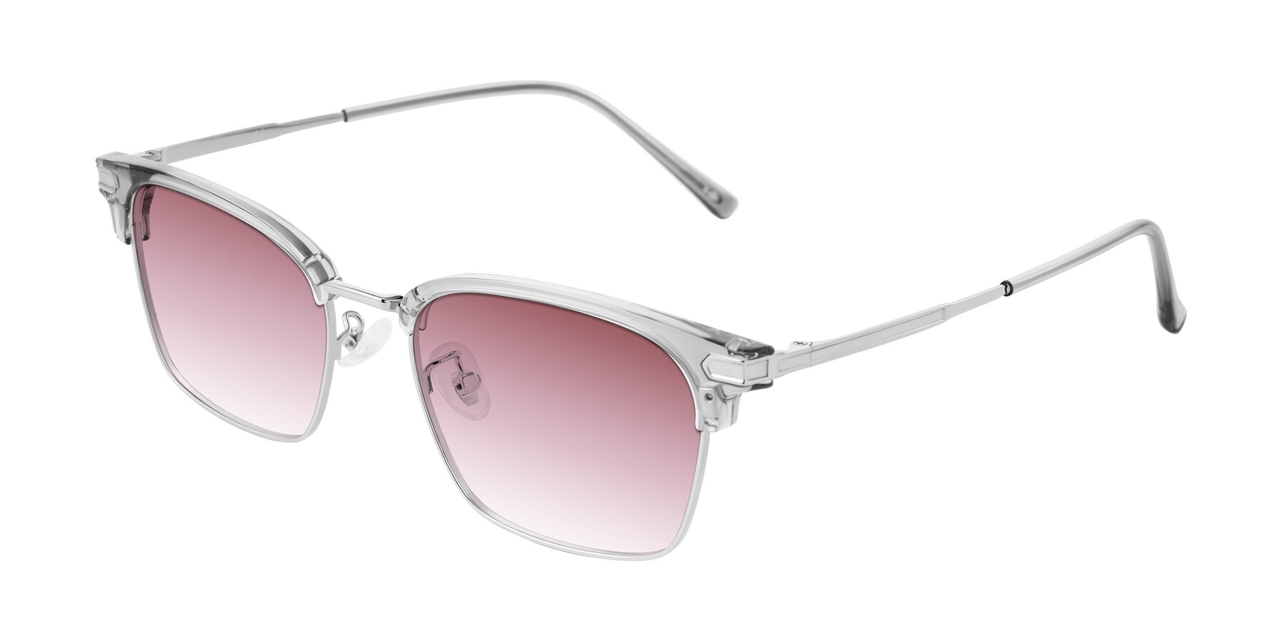 Angle of Adsule in Clear Gray/Silver with Garnet Gradient Lenses