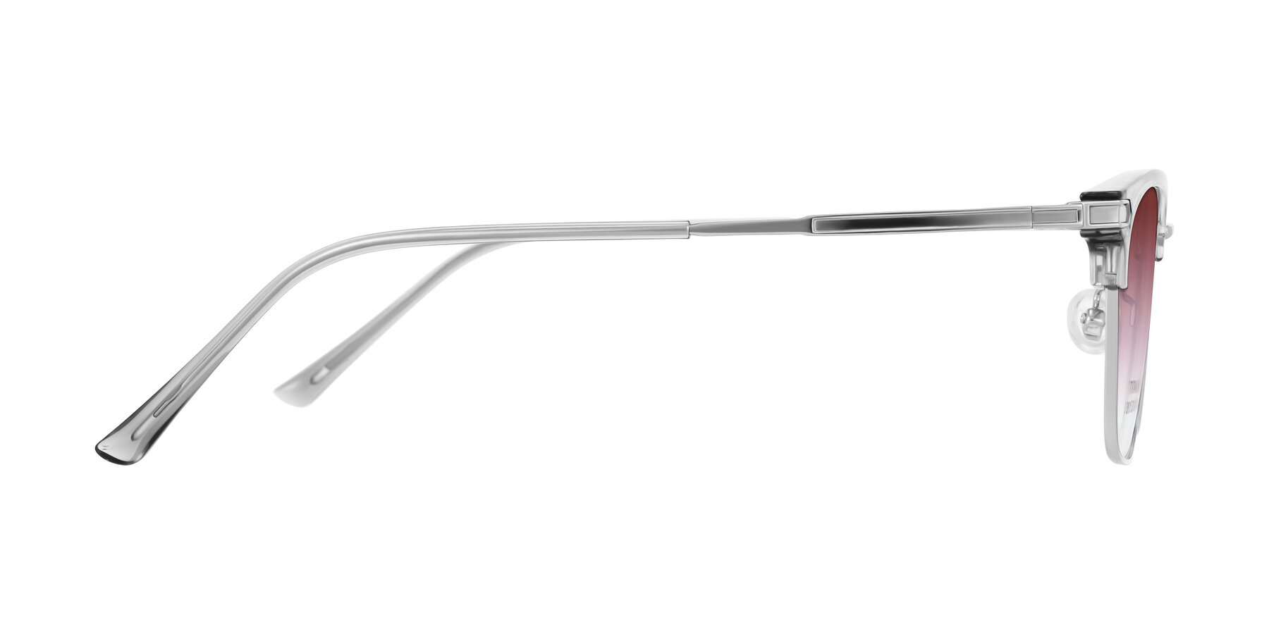 Side of Adsule in Clear Gray/Silver with Garnet Gradient Lenses